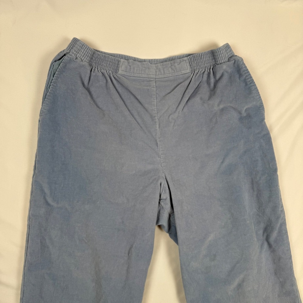 Alfred Dunner Womens 16 Light Blue Corduroy Elastic Waist Straight Leg Pants